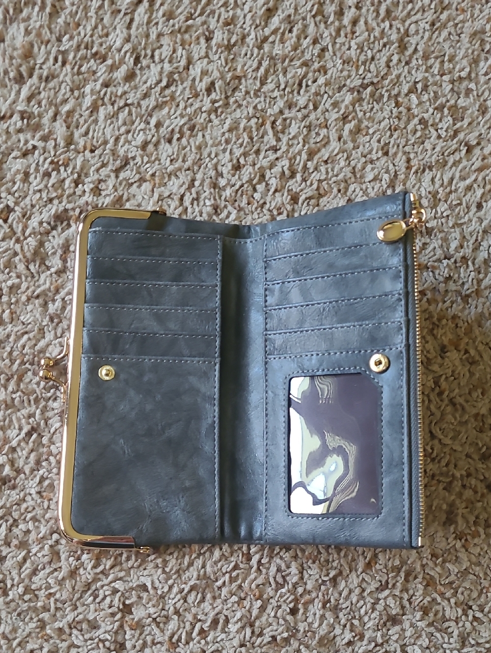 Blue Women's Wallet with Gold Hardware